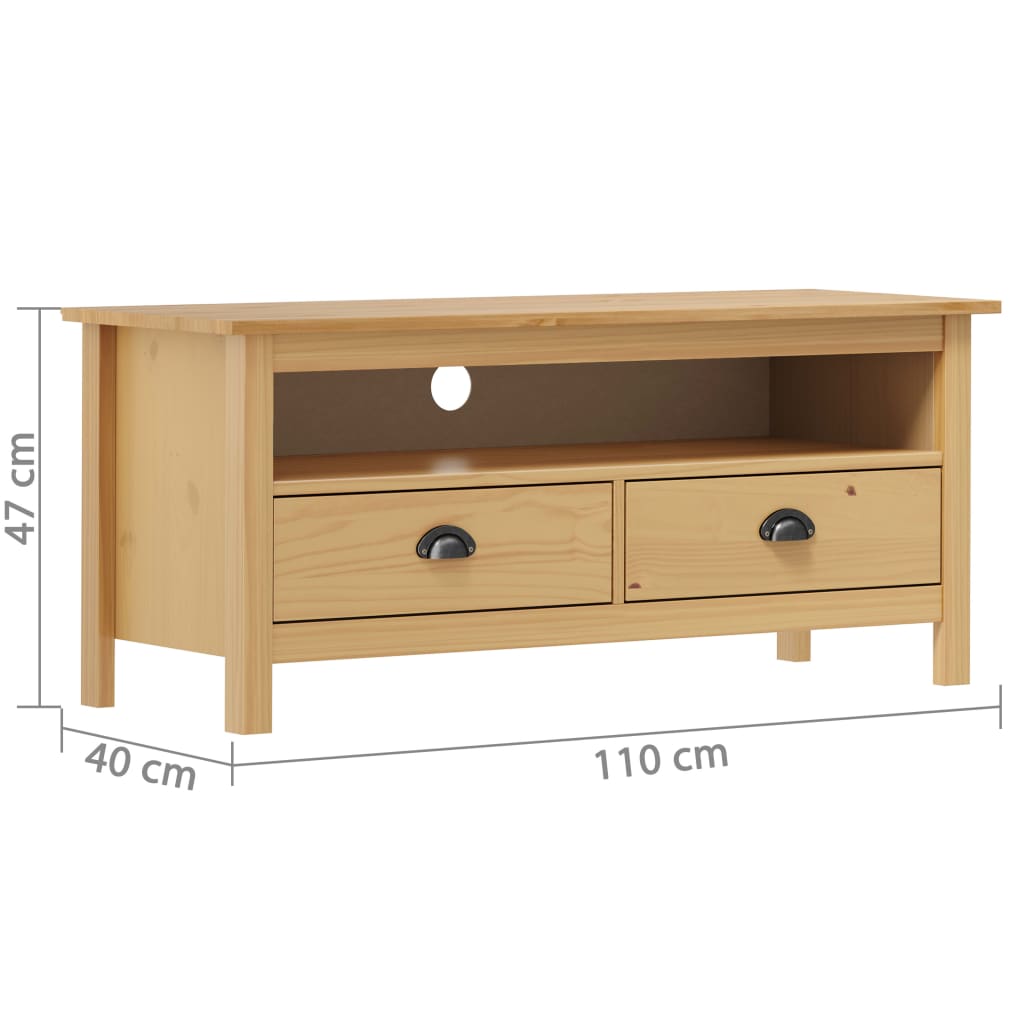 tv-bord Hill 110x40x47 cm massivt fyrretræ honningbrun