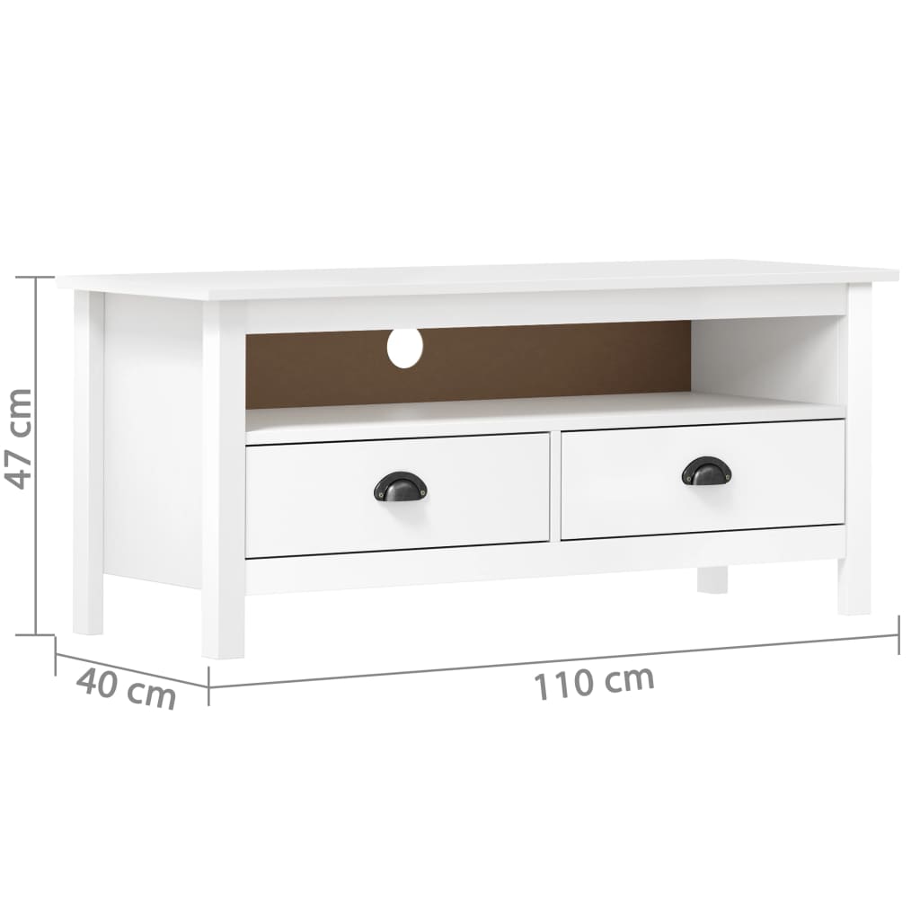 tv-bord Hill 110x40x47 cm massivt fyrretræ hvid