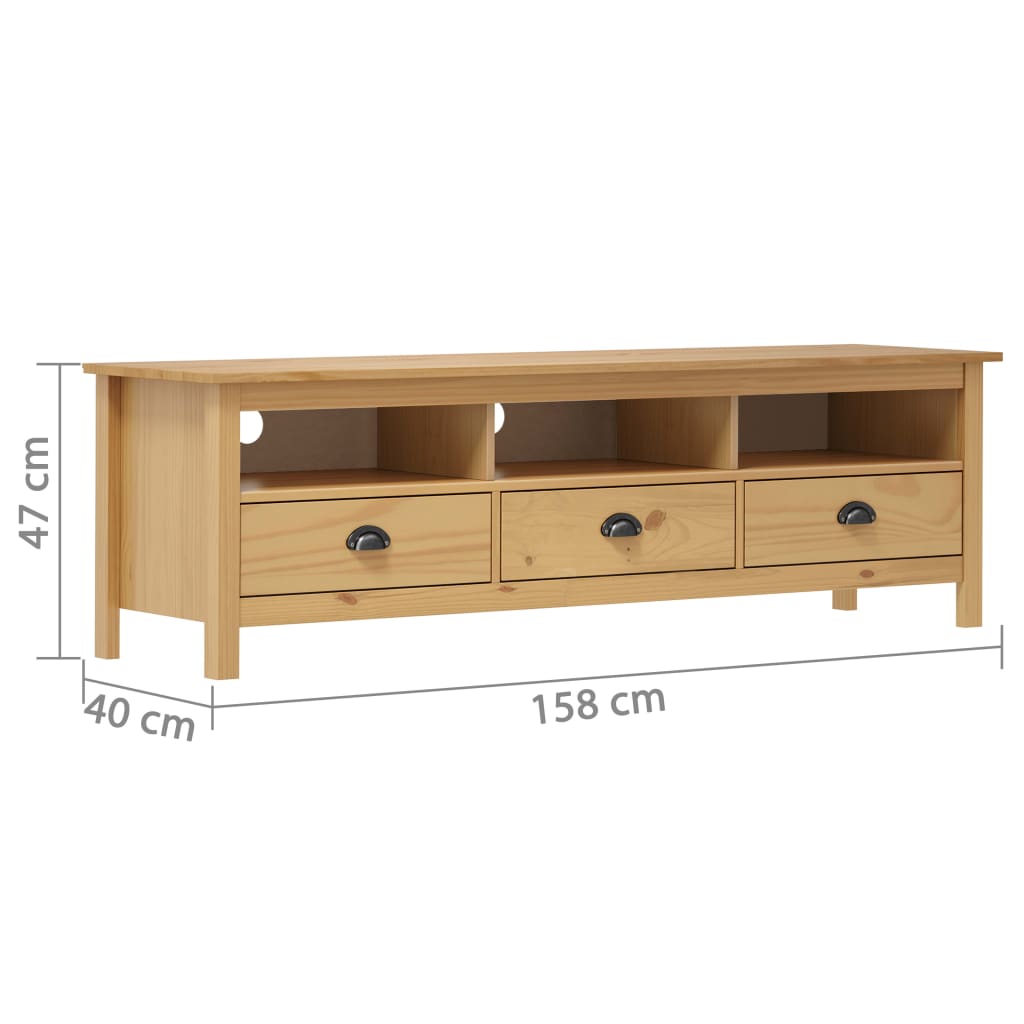 tv-bord Hill 158x40x47 cm massivt fyrretræ honningbrun