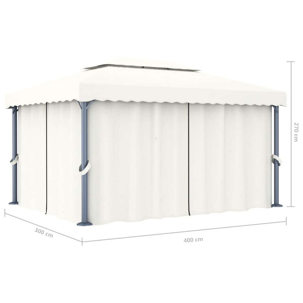 pavillon med gardin 4x3 m aluminium cremefarvet