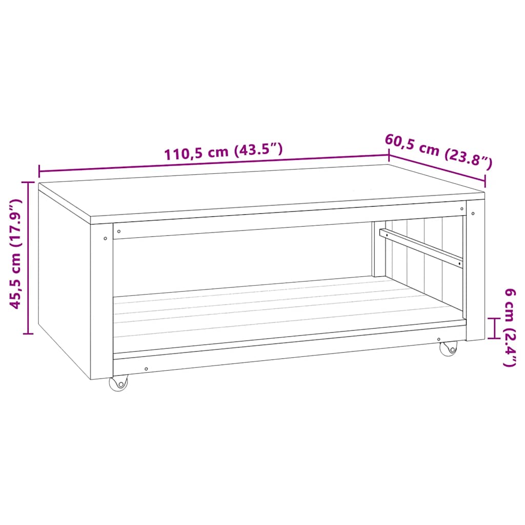 sofabord 110x60x40 cm massivt teaktræ