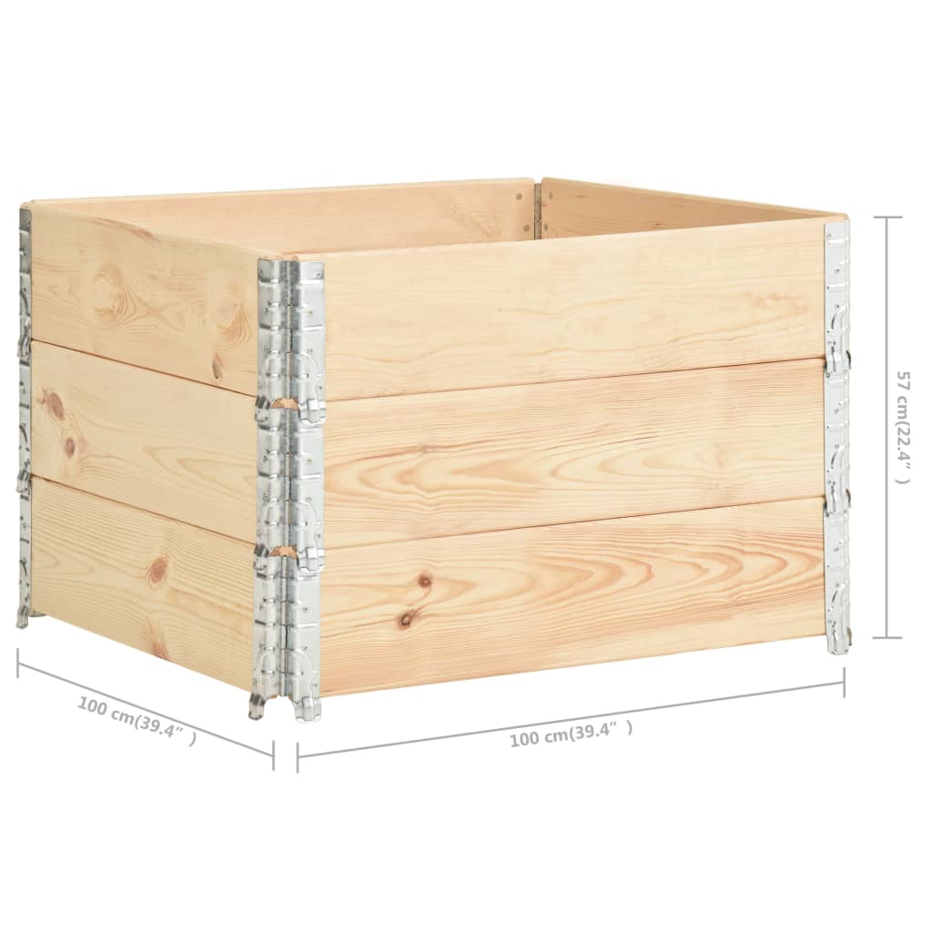 pallerammer 3 stk. 100x100 cm massivt fyrretræ