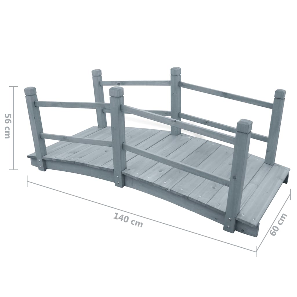 gangbro til haven 140x60x56 cm massivt fyrretræ grå