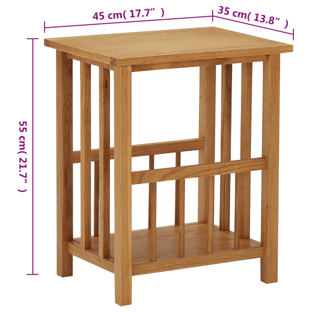 magasinstativ 45x35x55 cm massivt egetræ