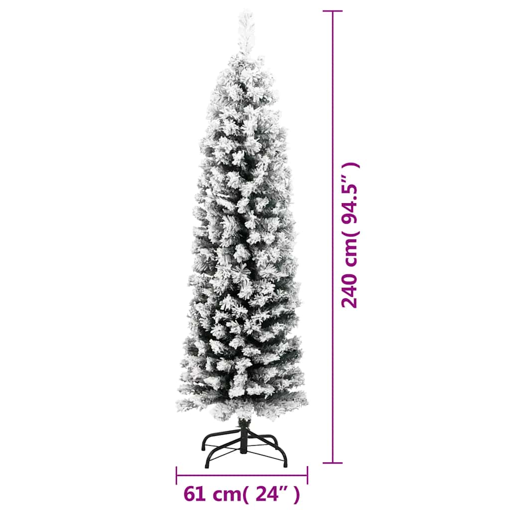 smalt kunstigt juletræ med sne 240 cm PVC grøn