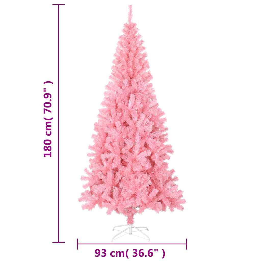 kunstigt juletræ med juletræsfod 180 cm PVC lyserød