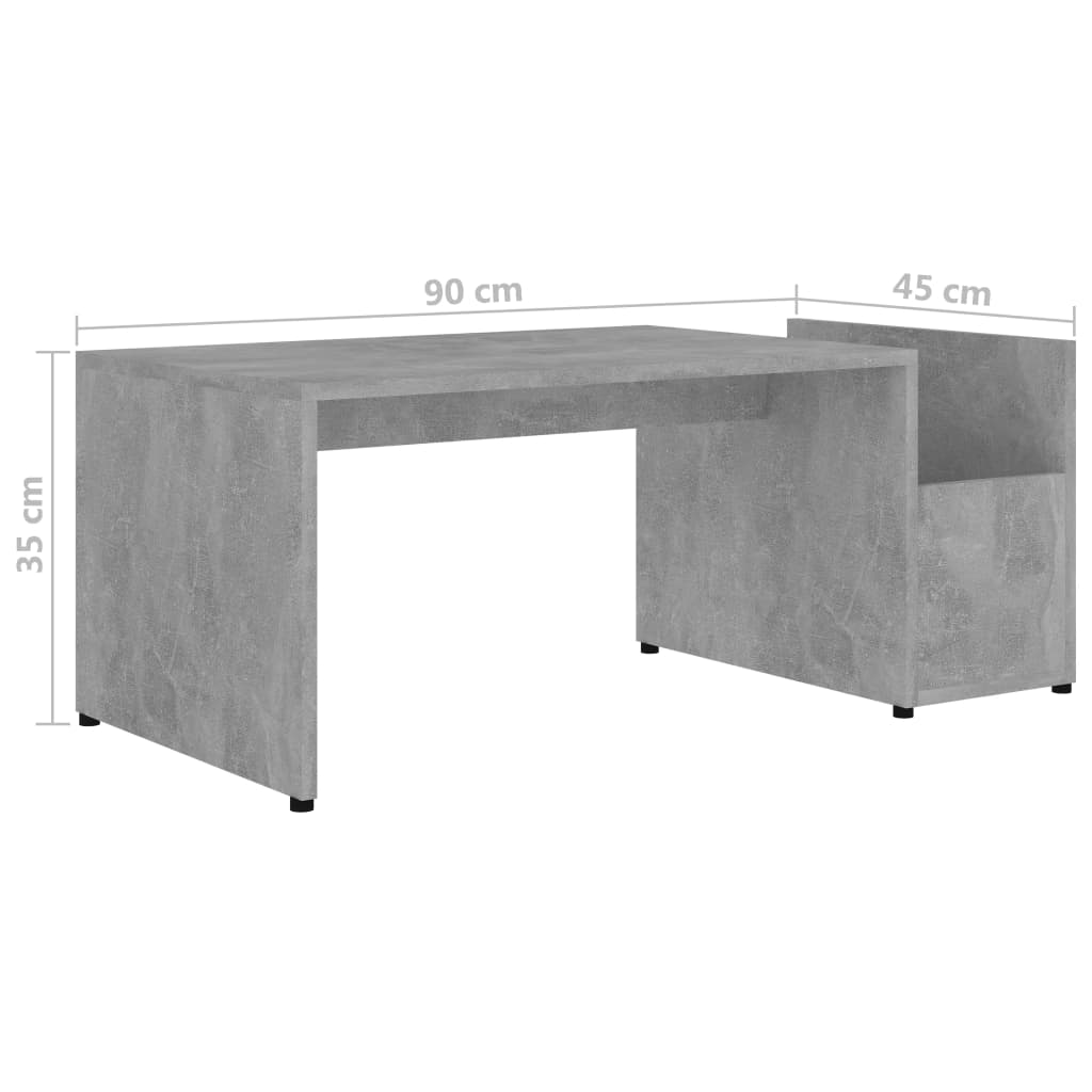 sofabord 90x45x35 cm konstrueret træ betongrå