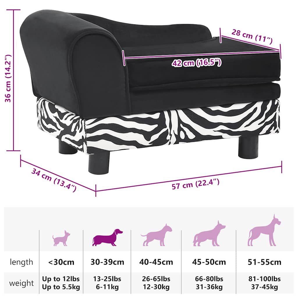 hundesofa 57x34x36 cm plys sort