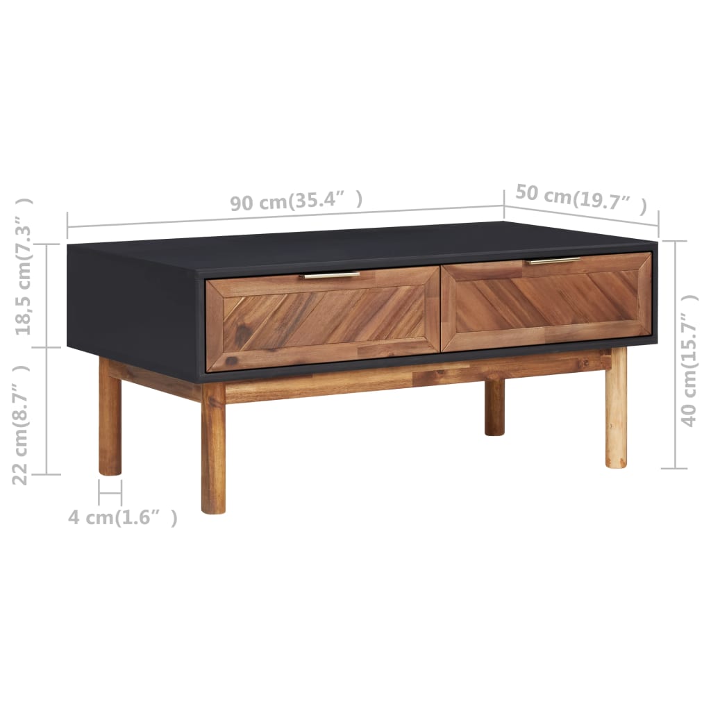 sofabord 90x50x40 cm massivt akacietræ og MDF
