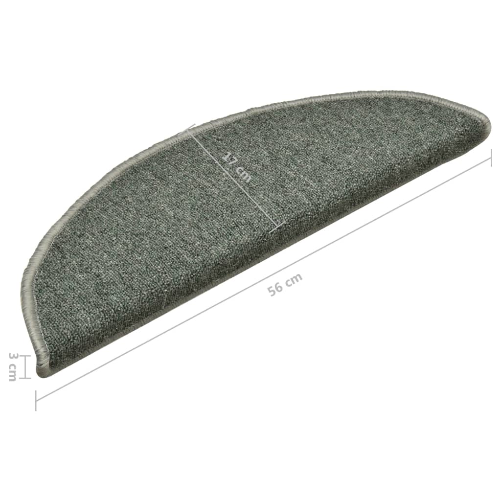trappemåtter 15 stk. 56x17x3 cm mørkegrønne halvrunde