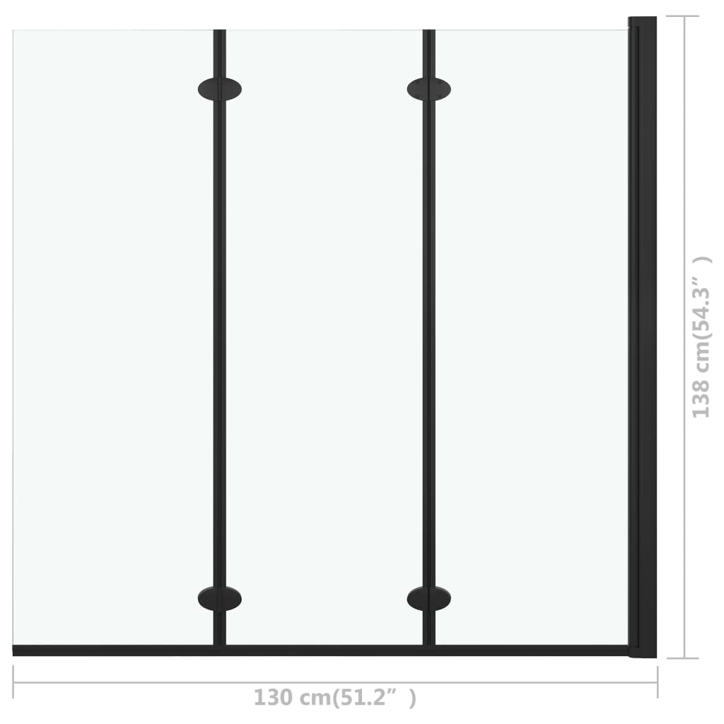 foldbar brusekabine 3 paneler ESG 130x138 cm sort
