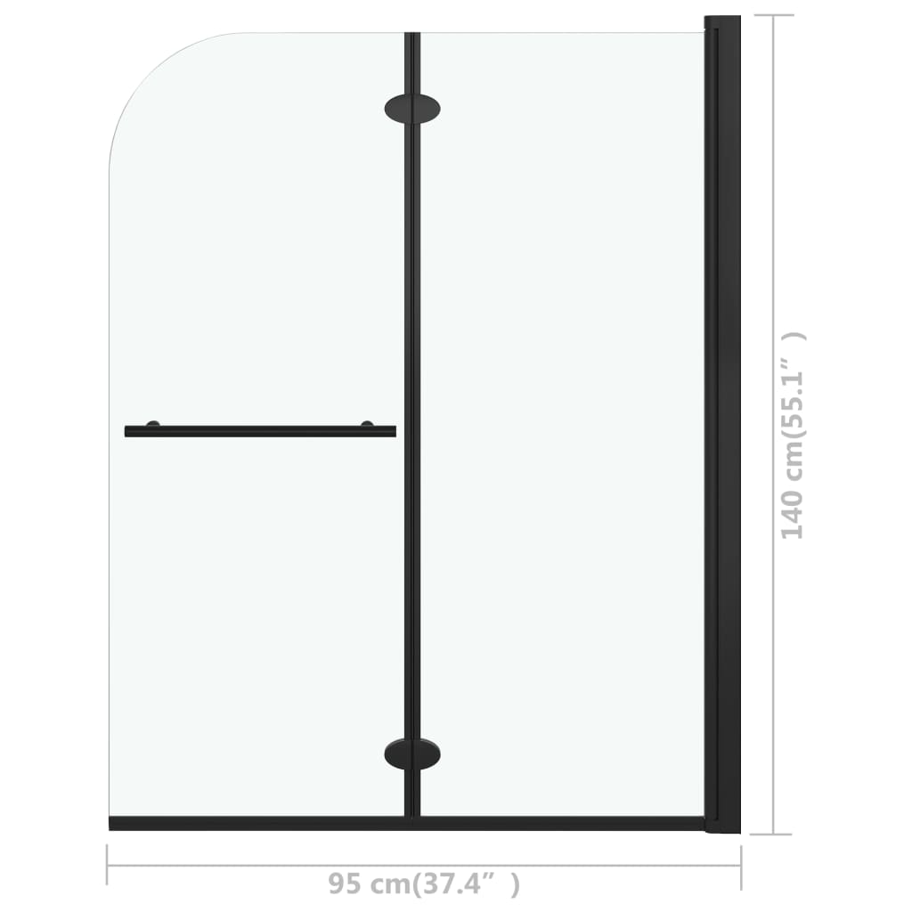 foldbar brusekabine 2 paneler ESG 95x140 cm sort