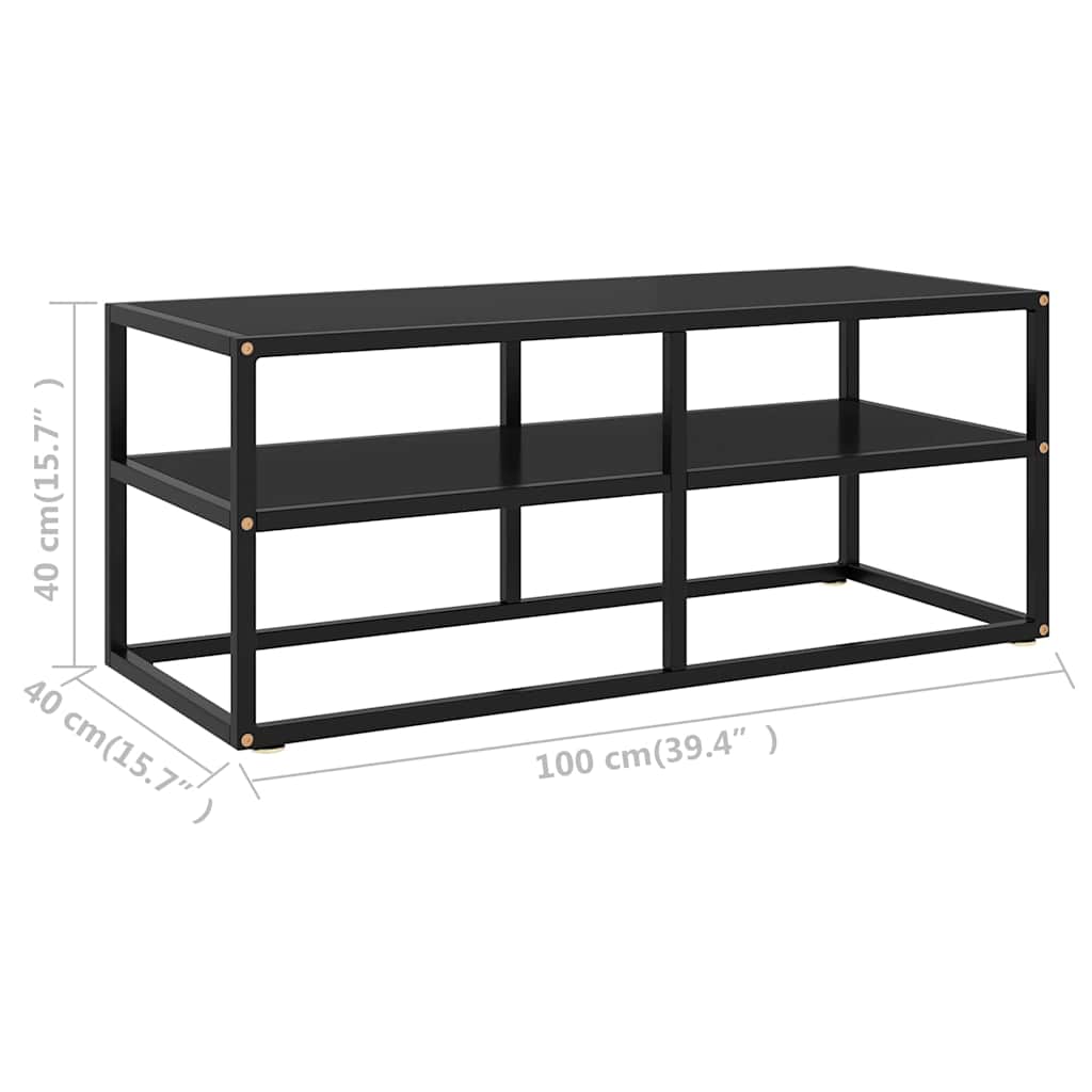 tv-bord 100x40x40 cm glas sort