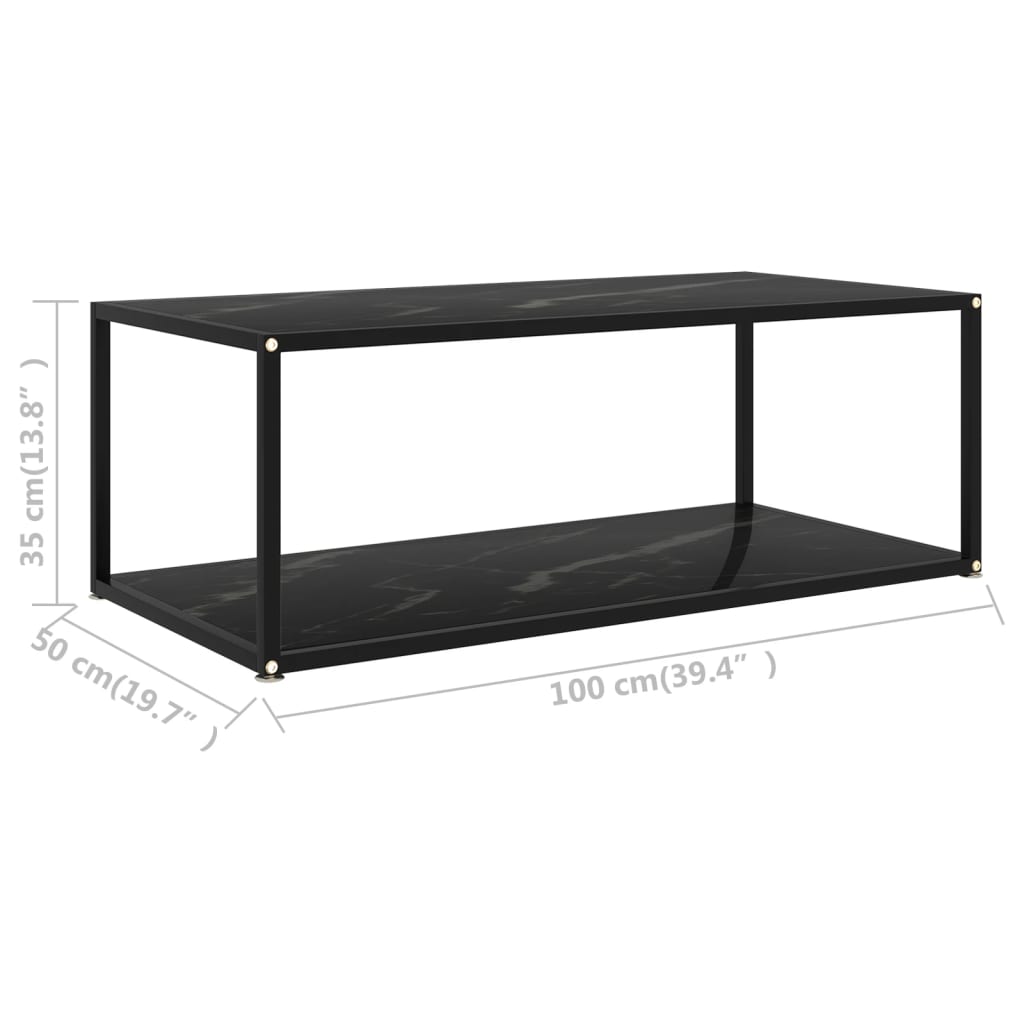 sofabord 100x50x35 cm hærdet glas sort