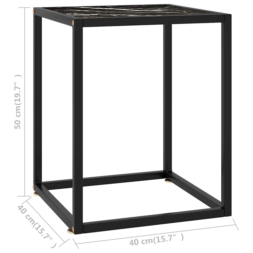 sofabord 40x40x50 cm marmorglas sort