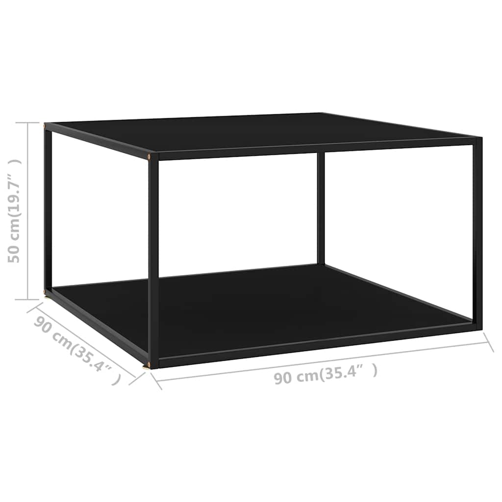 sofabord 90x90x50 cm glas sort