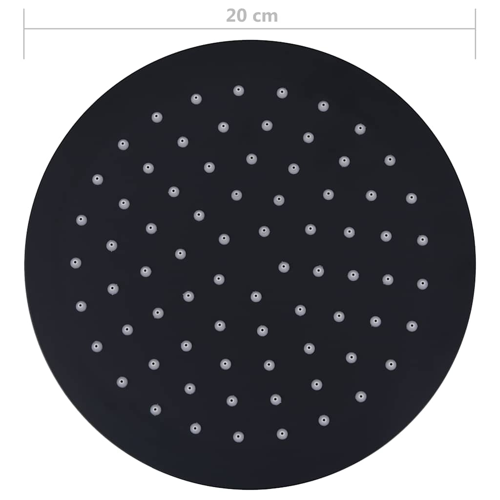 regnbrusehoved 20 cm rund rustfrit stål sort