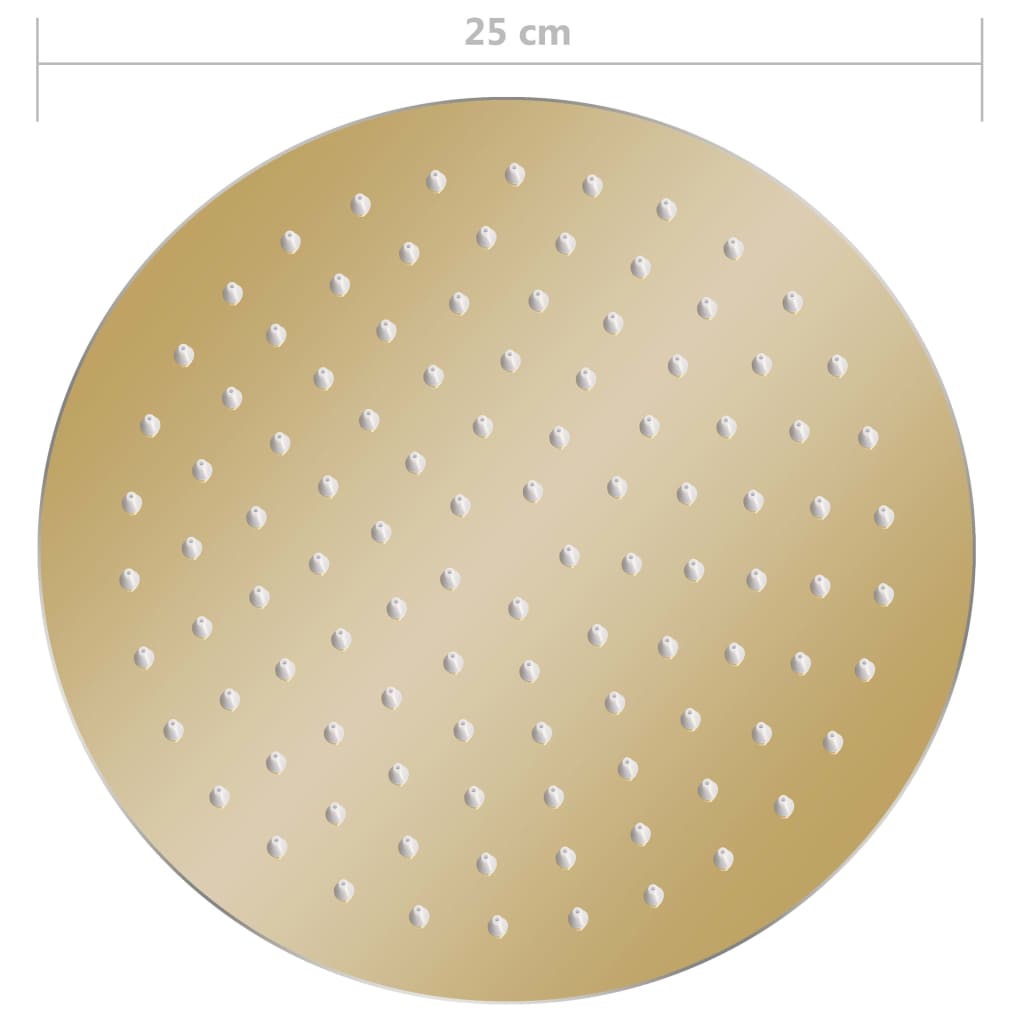 regnbrusehoved 25 cm rund rustfrit stål guldfarvet