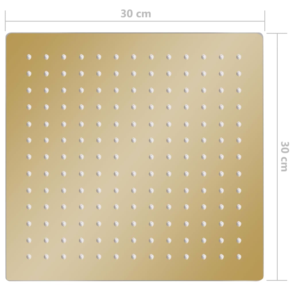regnbrusehoved 30x30 cm firkantet rustfrit stål guldfarvet