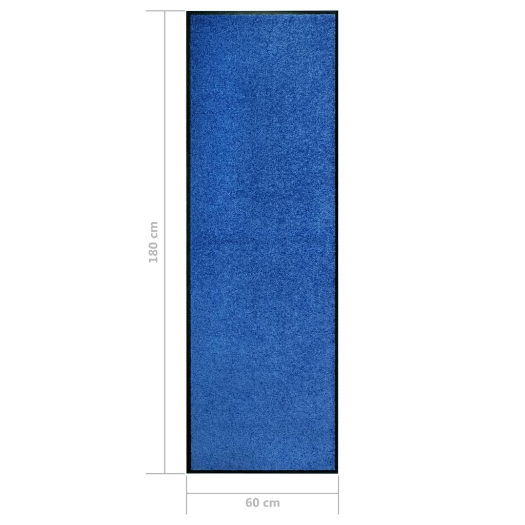 vaskbar dørmåtte 60x180 cm blå