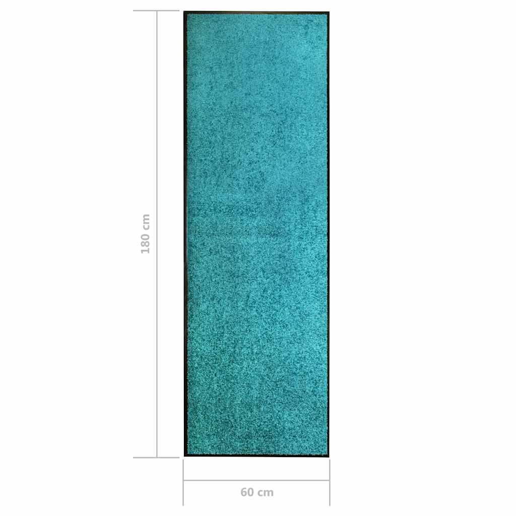 vaskbar dørmåtte 60x180 cm cyanblå