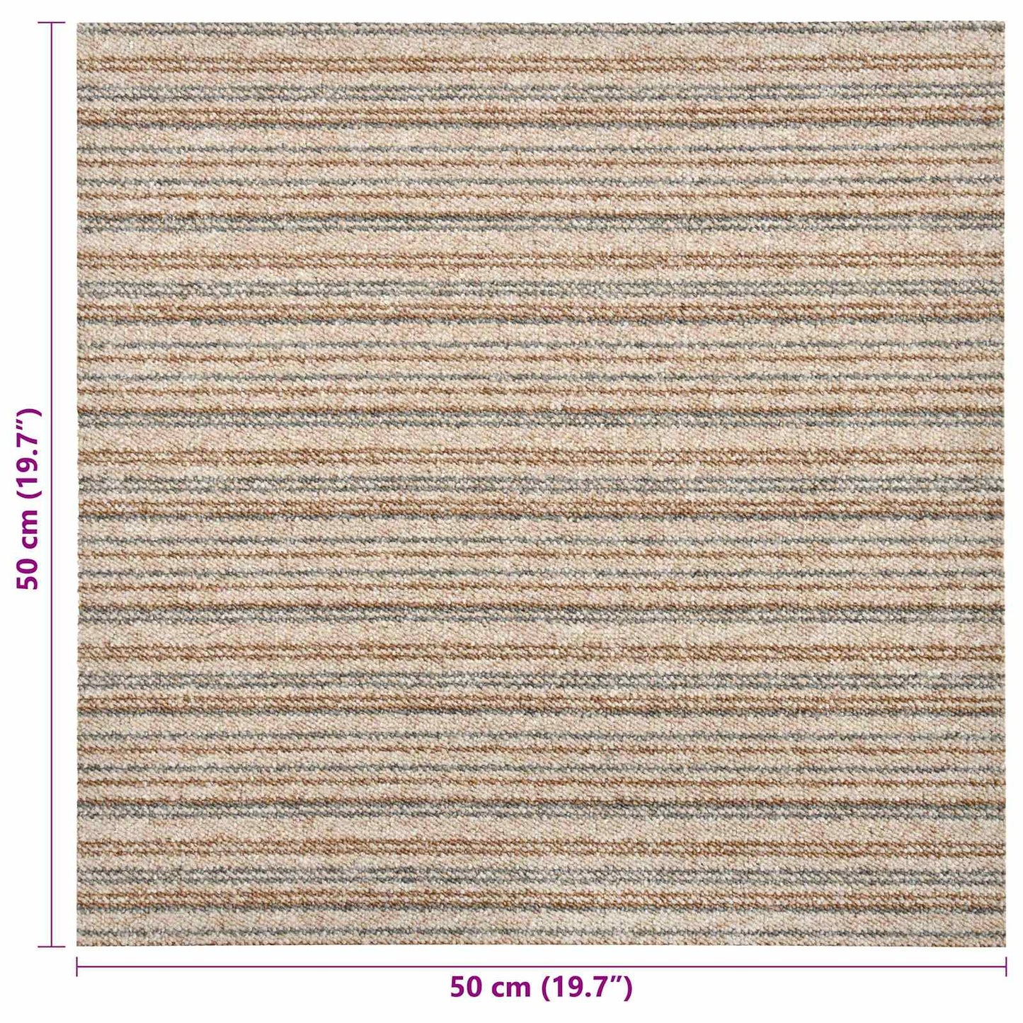 Tæppe 20 stk. Stribet beige 50 x 50 cm 100% Polypropylen