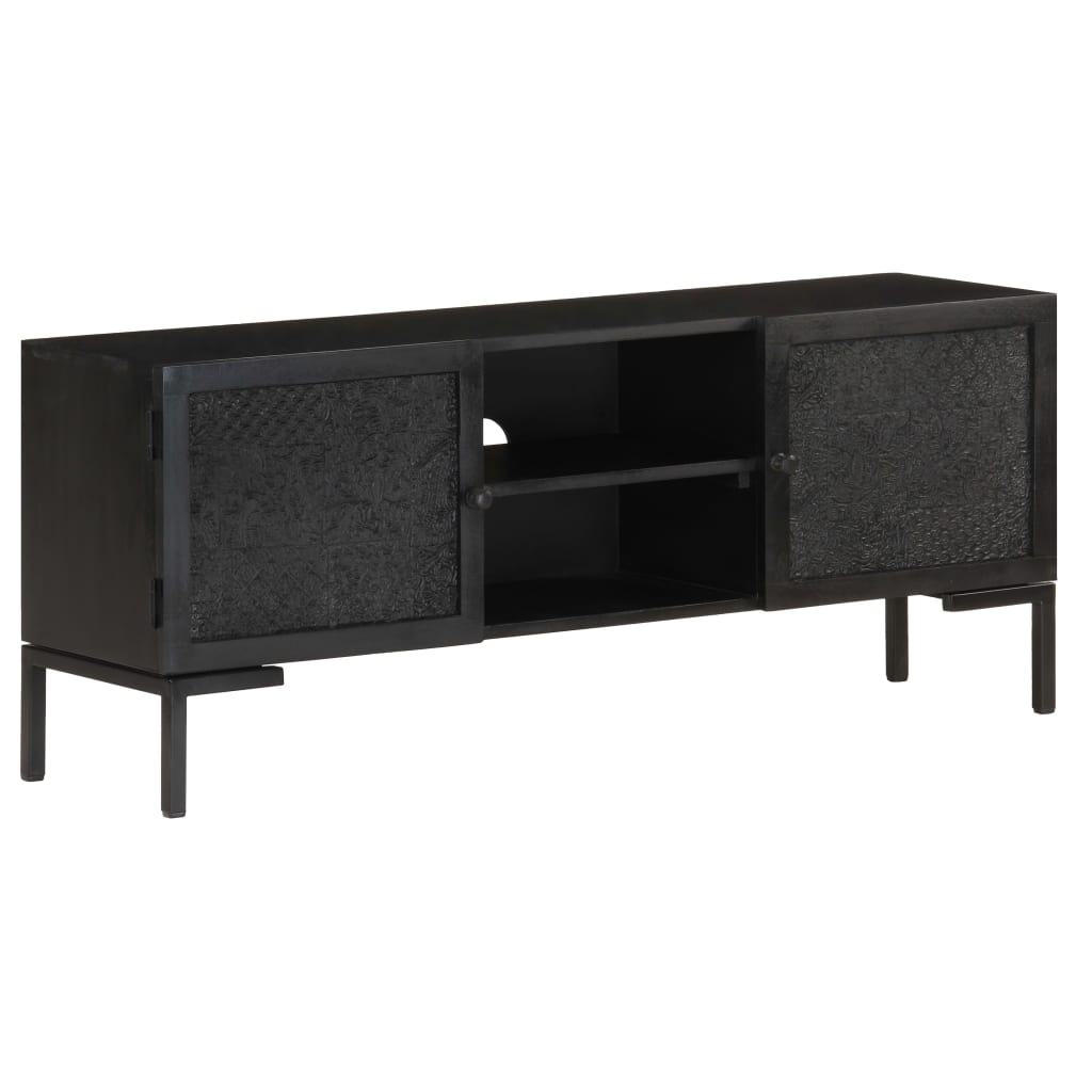 tv-skab 115x30x46 cm massivt mangotræ sort