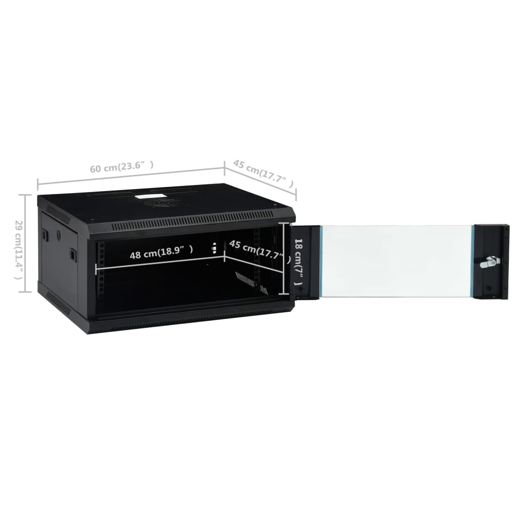 væghængt netværksskab 4U 19" IP20 600x450x285 mm