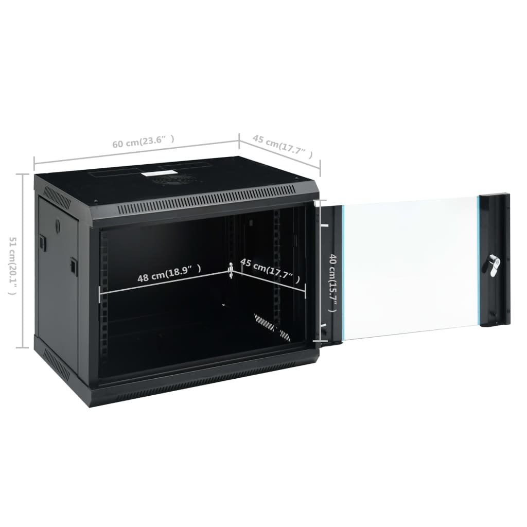 væghængt netværksskab 4U 19" IP20 600x450x510 mm