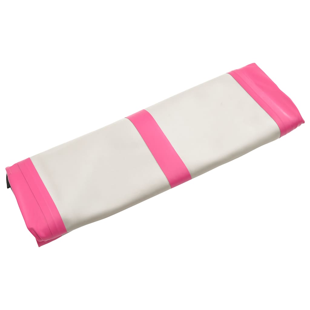 oppustelig gymnastikmåtte m. pumpe 600x100x15 cm PVC lyserød