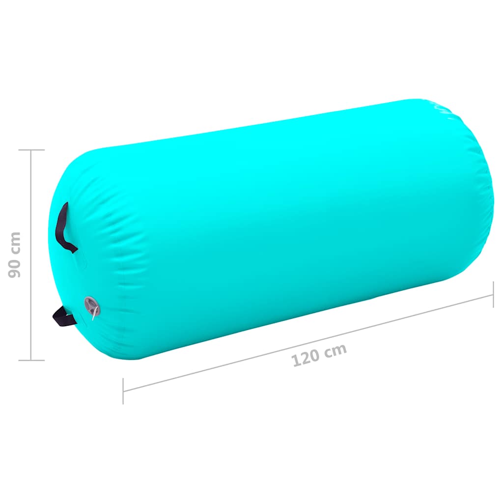 oppustelig gymnastikrulle med pumpe 120x90 cm PVC grøn