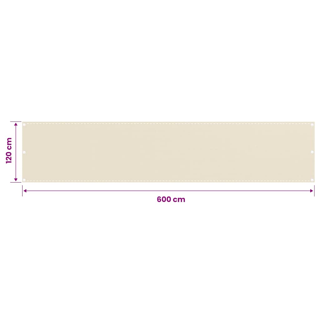 altanafskærmning 120x600 cm HDPE cremefarvet