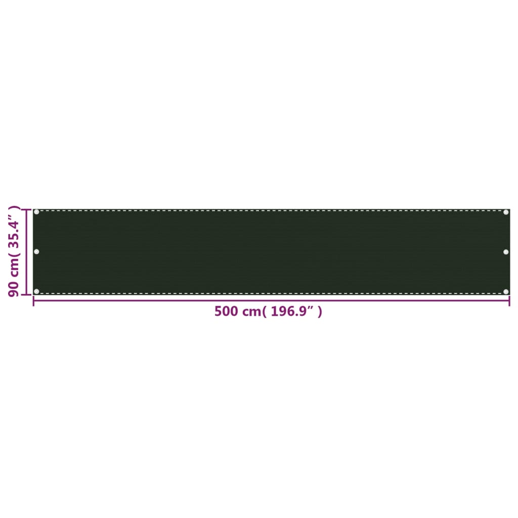 altanafskærmning 90x500 cm HDPE mørkegrøn