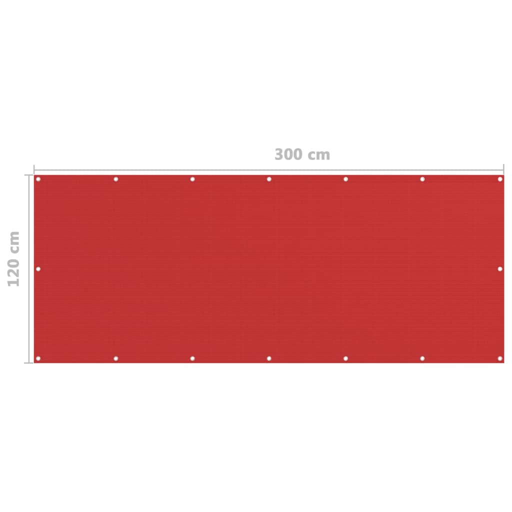 altanafskærmning 120x300 cm HDPE rød