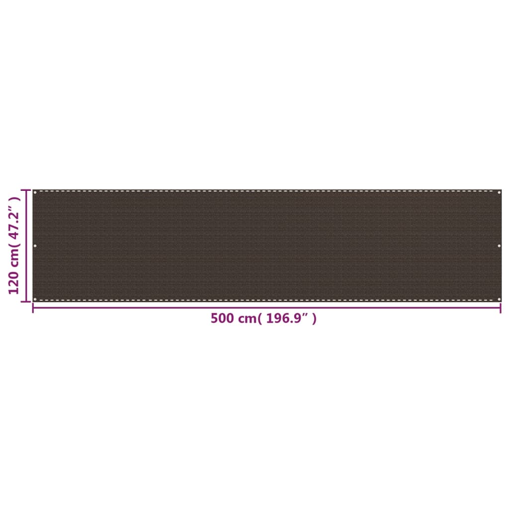 altanafskærmning 120x500 cm HDPE brun
