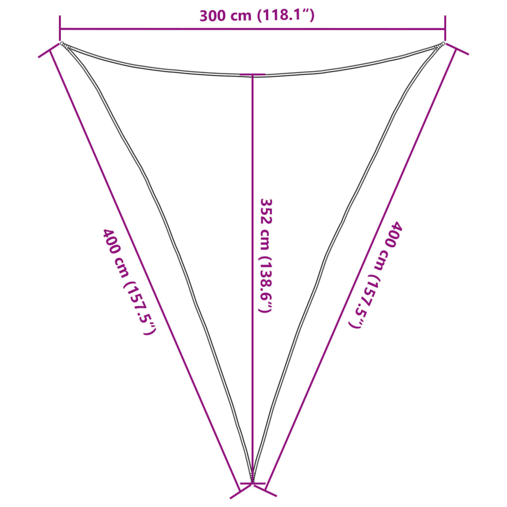 solsejl 160 g/m² 3x4x4 m HDPE antracitgrå
