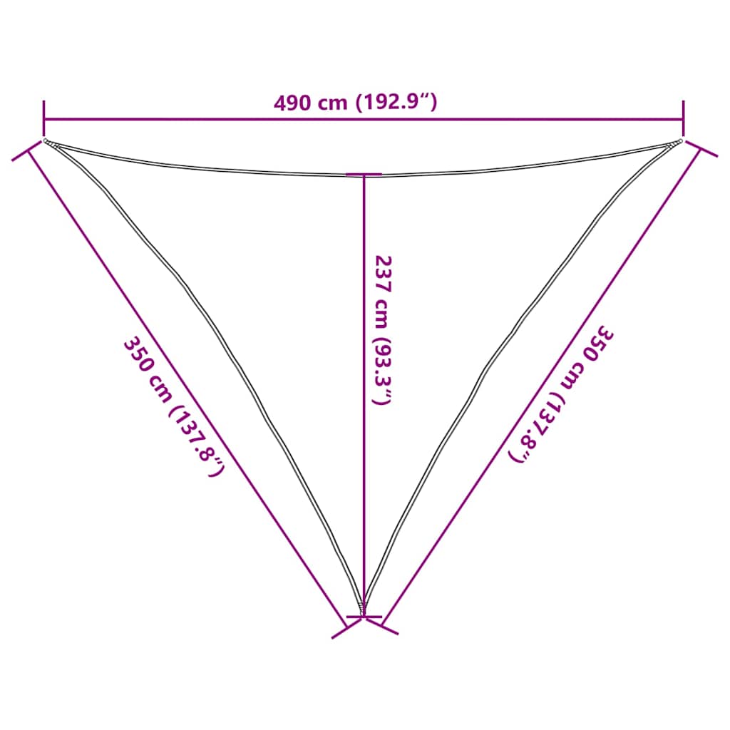 solsejl 160 g/m² 3,5x3,5x4,9 m HDPE cremefarvet