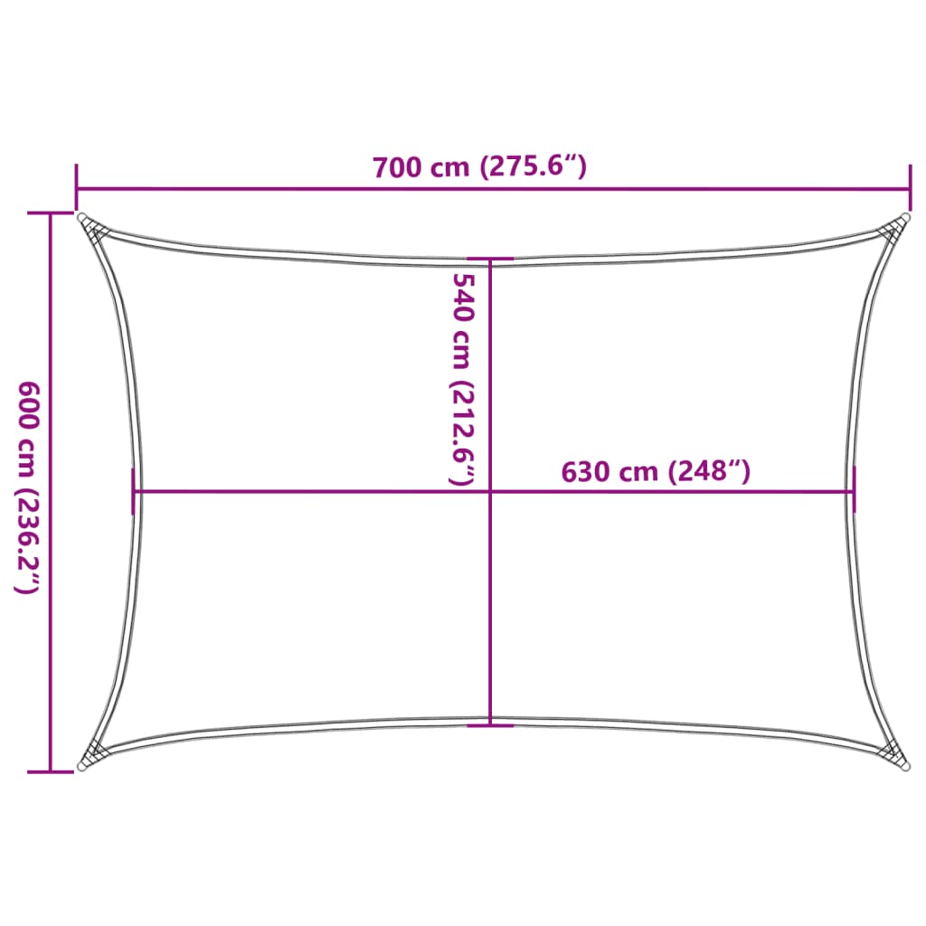solsejl 160 g/m² 6x7 m HDPE hvid