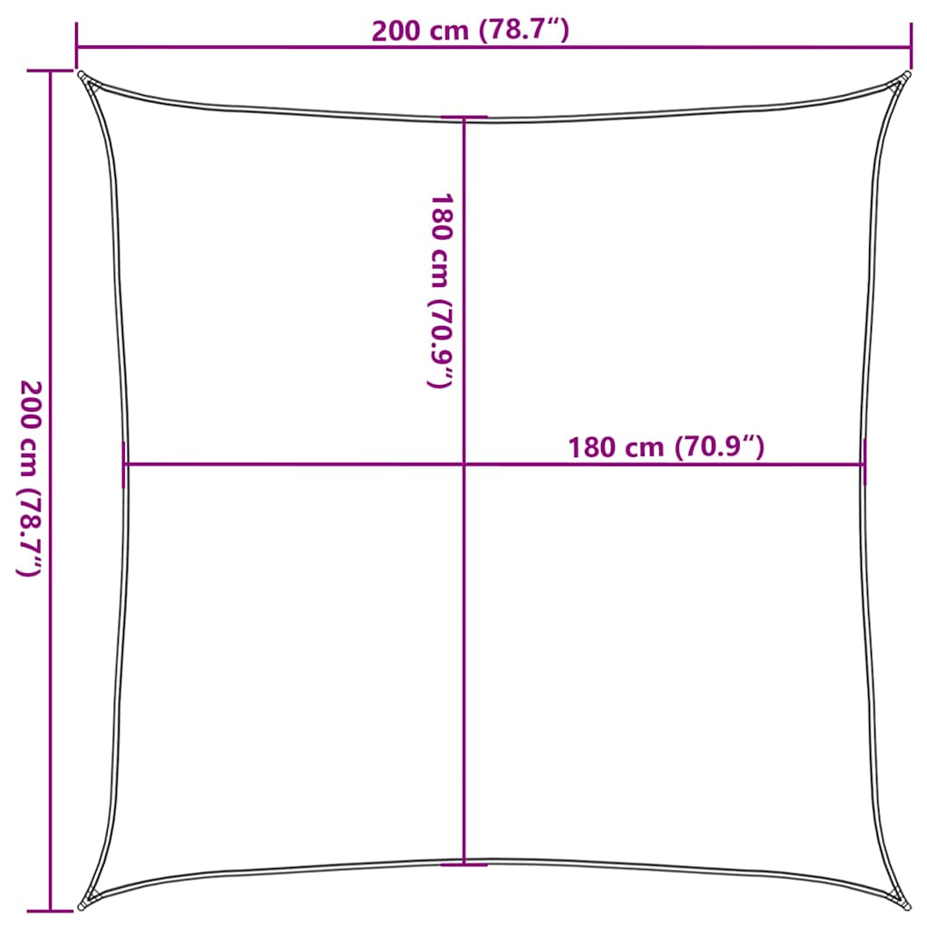 solsejl 2x2 m 160 g/m² HDPE gråbrun