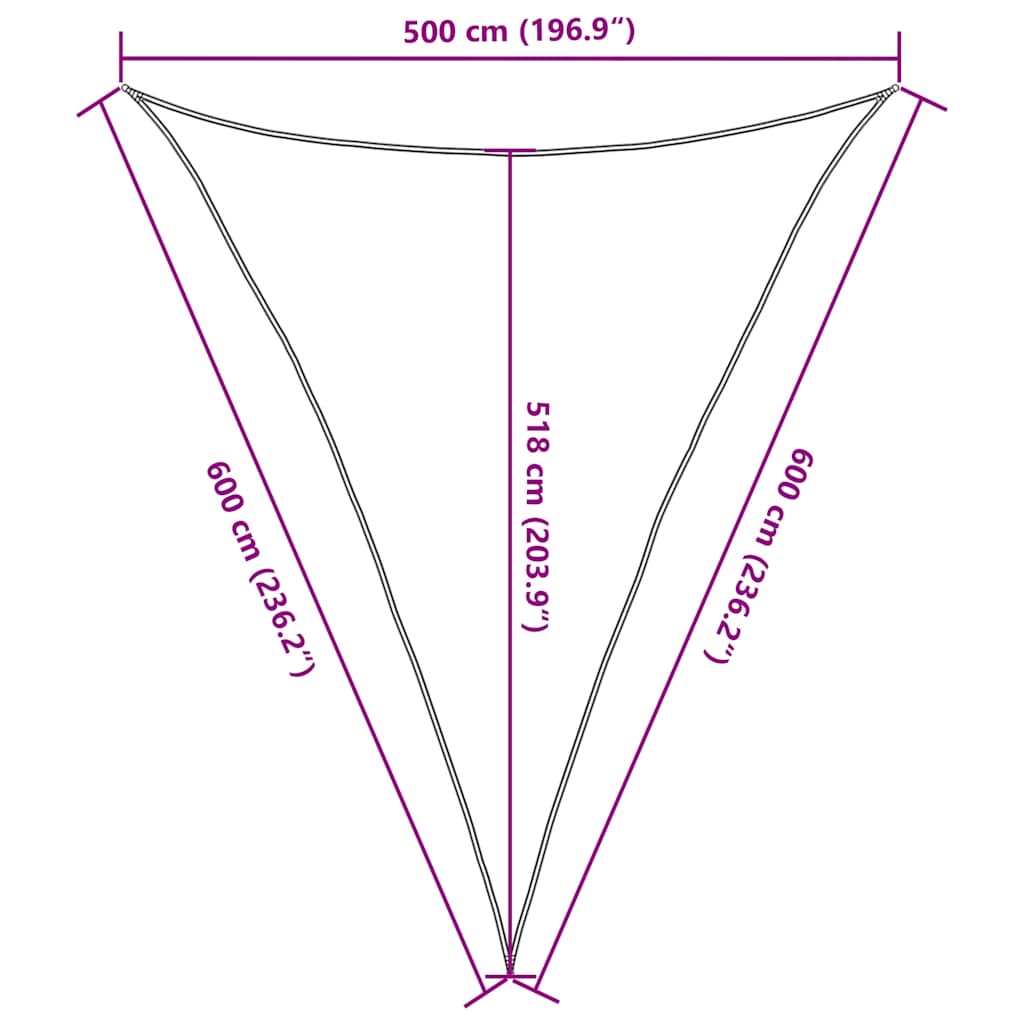 solsejl 5x6x6 m 160 g/m² trekantet HDPE blå