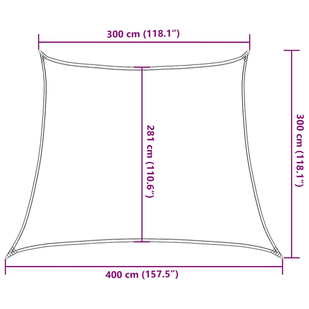 solsejl 3/4x3 m 160 g/m² HDPE gul