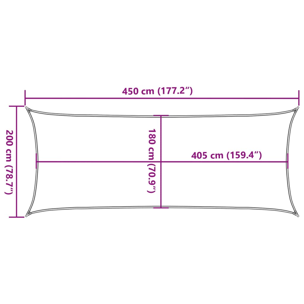 solsejl 2x4,5 m 160 g/m² HDPE orange