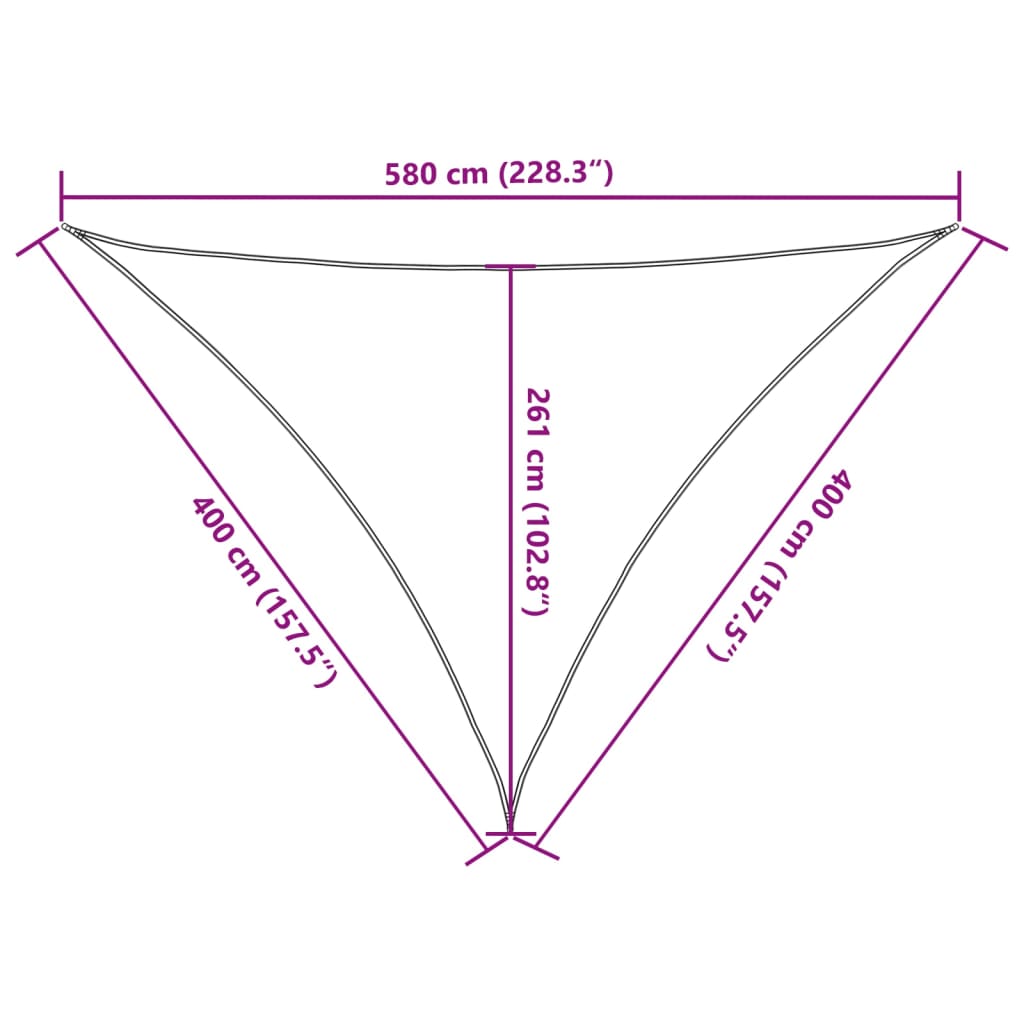 solsejl 4x4x5,8 m 160 g/m² HDPE sort