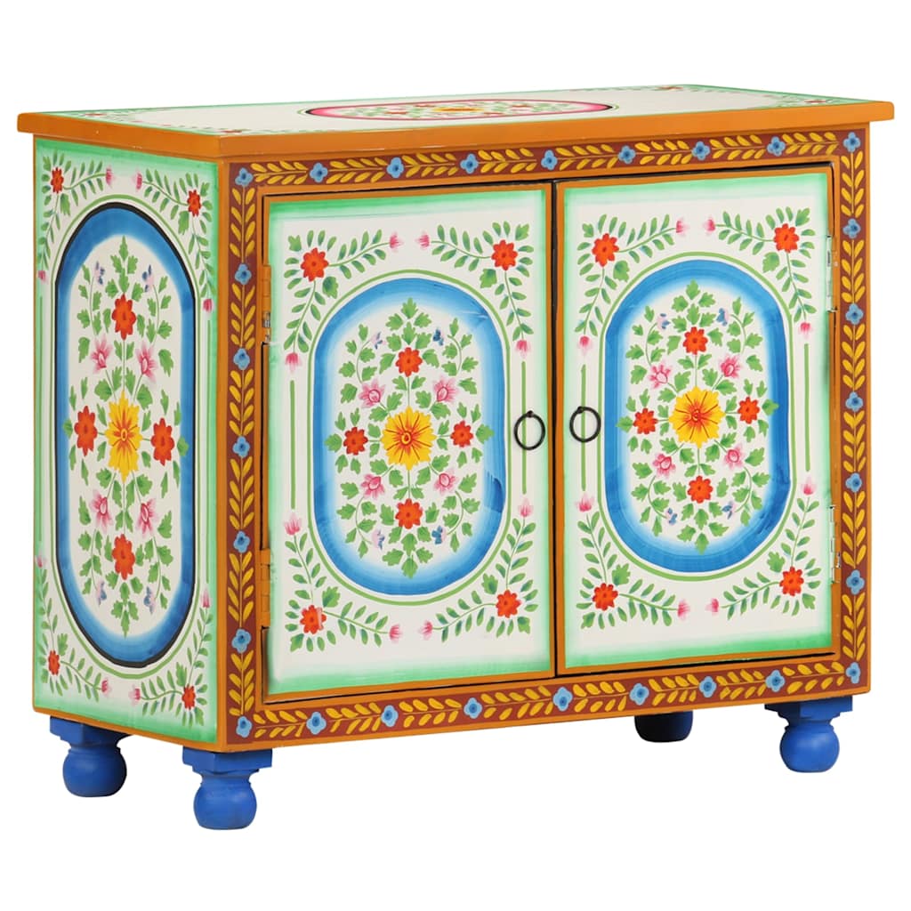 håndmalet skænk 70x35x60 cm massivt mangotræ