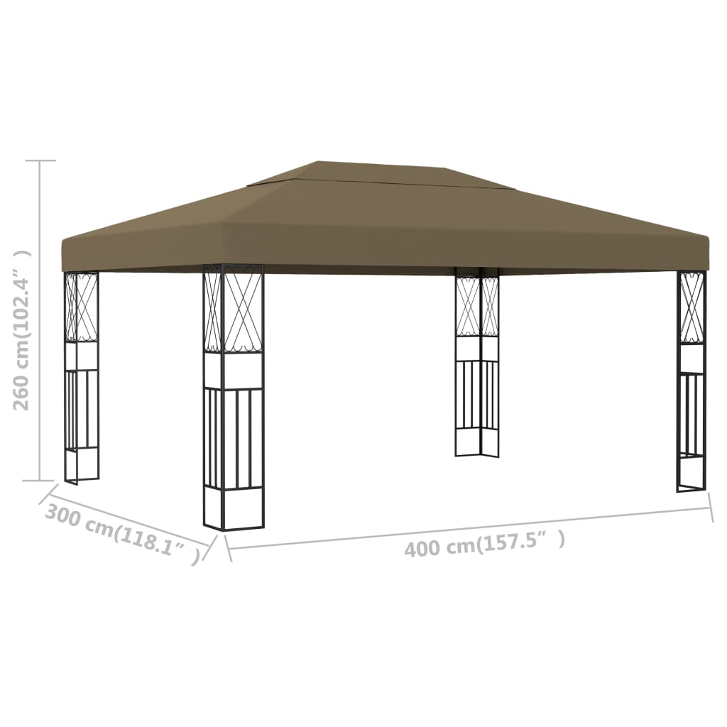 pavillon 3x4 m stof gråbrun
