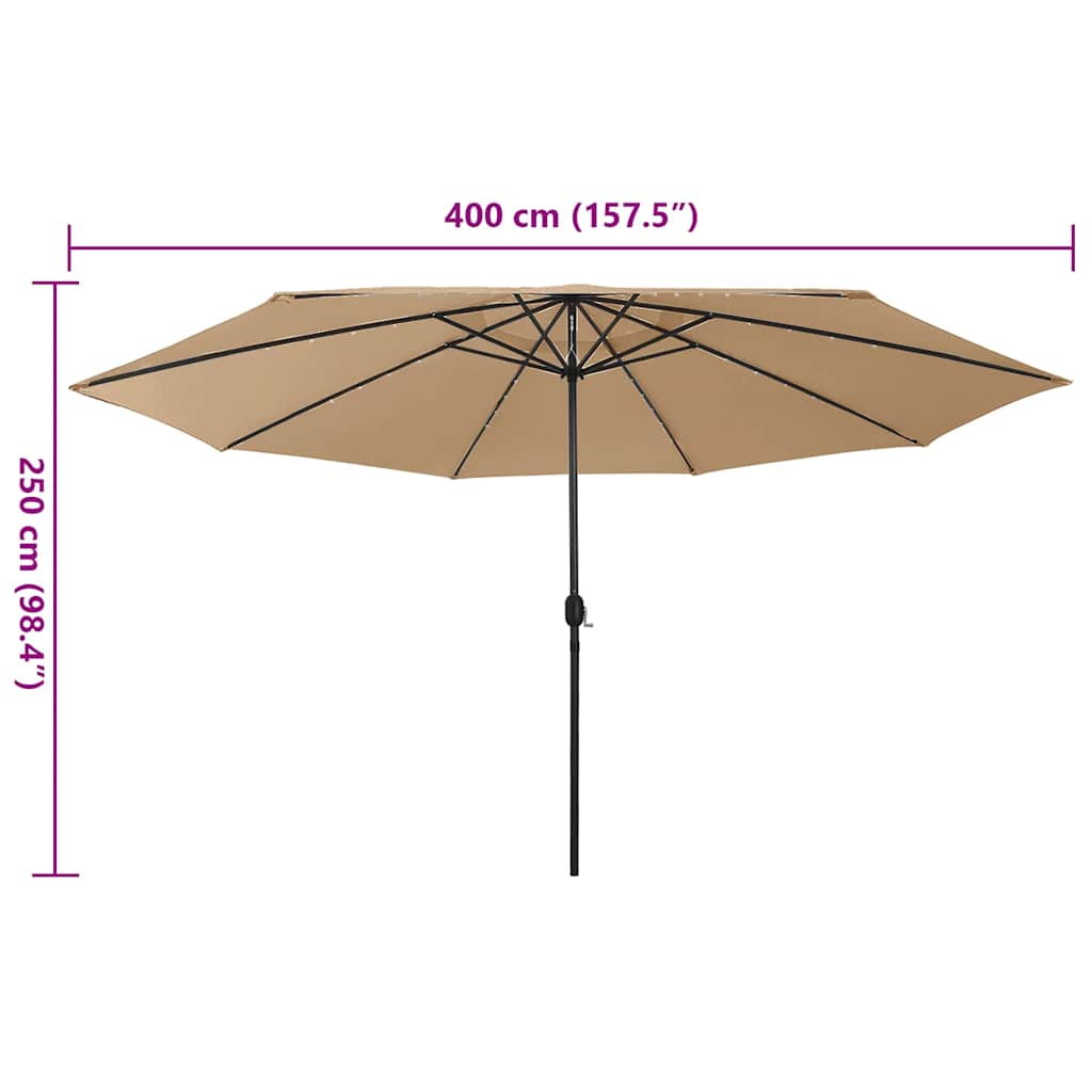 haveparasol med LED-lys 400 cm gråbrun