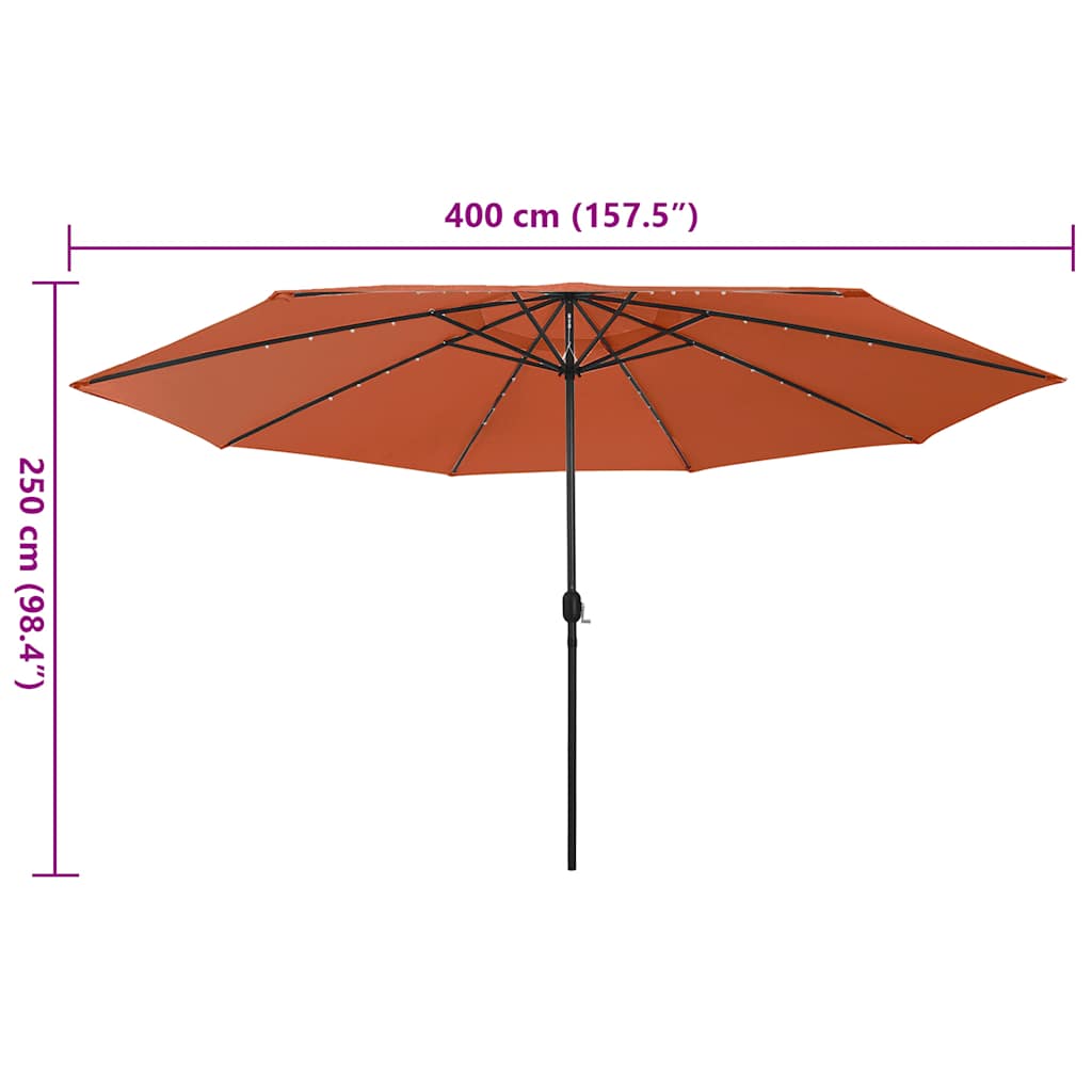 Sonnenschirm mit LED-Beleuchtung 400 cm terracottafarvet