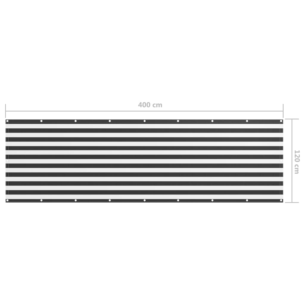 altanafskærmning 120x400 cm oxfordstof antracitgrå og hvid