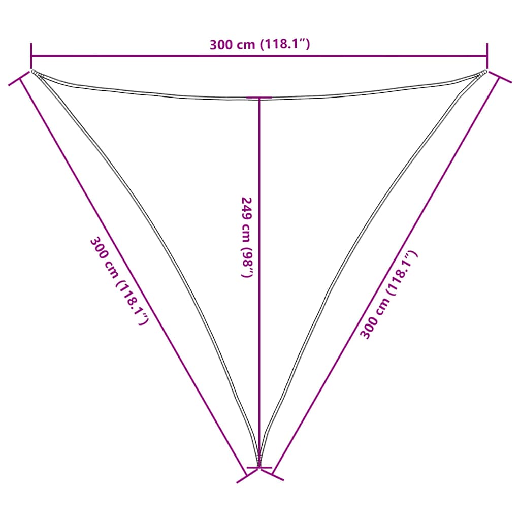 solsejl 3x3x3 m oxfordstof trekantet terrakotta
