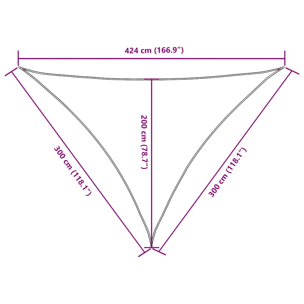 solsejl 3x3x4,24 m trekantet oxfordstof terrakotta